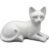 Faithful Feline cast resin and stone cat memorial cremation urn, white, laying
