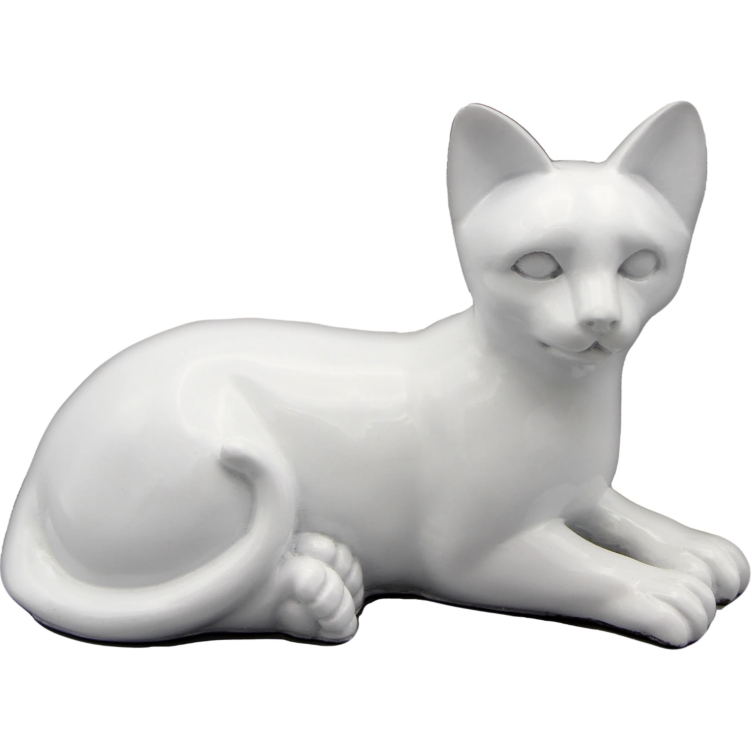 Faithful Feline cast resin and stone cat memorial cremation urn, white, laying