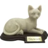 Resin & Stone, Porcelain-style Cat Cremation Urn with base, Faithful Feline, laying