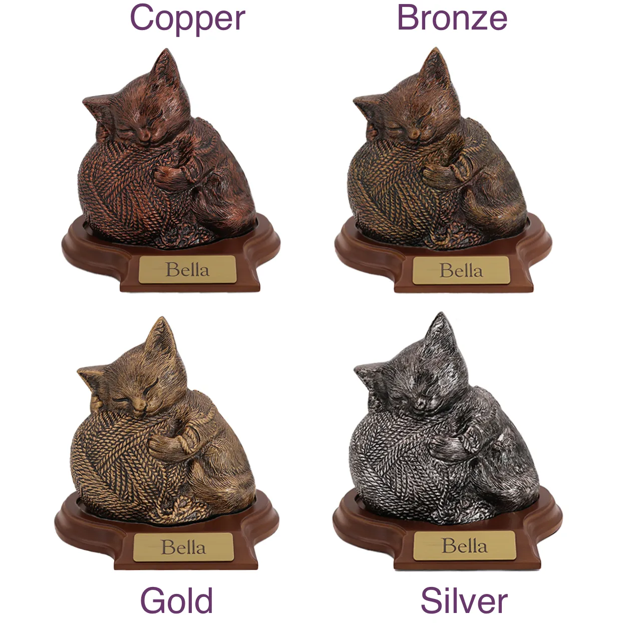 Precious Kitty resin cat memorial cremation urn, 4 finishes