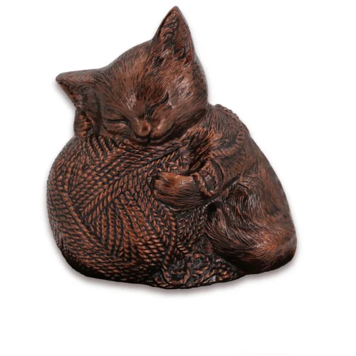 Precious Kitty resin cat memorial cremation urn, copper finish
