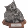 Precious Kitty Silver Cremation Urn with base